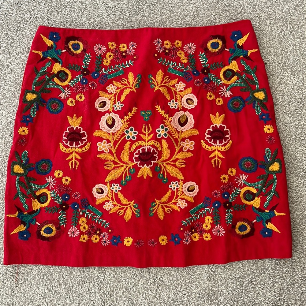 Altar’d State Mini Skirt (Medium) -  Floral Stitched Design